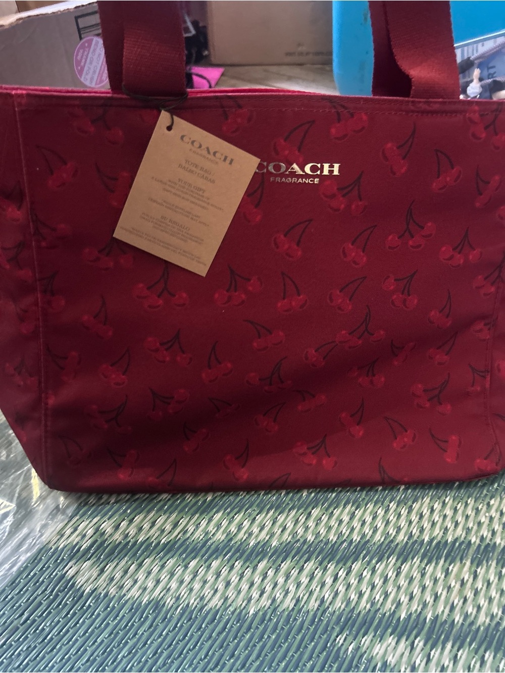 Coach Red Cherry Print Tote Bag GWP NWT